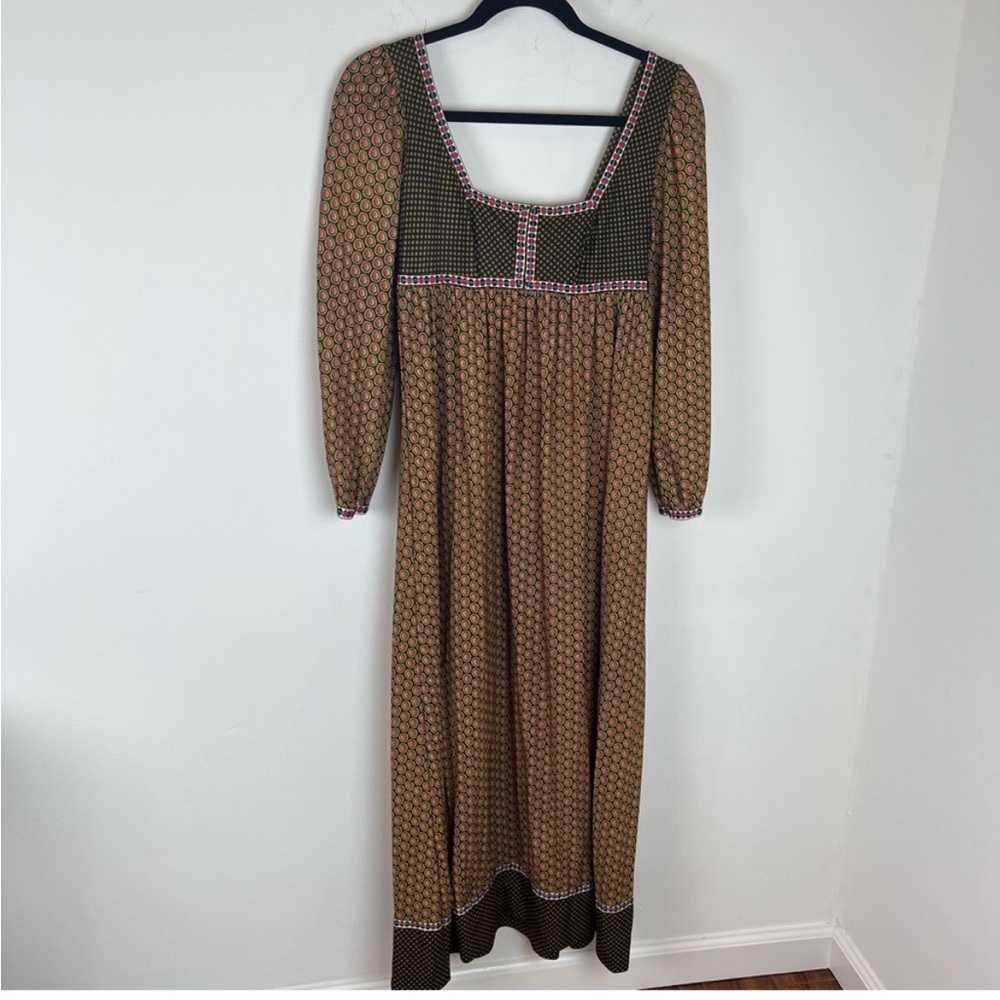 Vintage Joseph Magnin Boho Long Sleeve Printed Maxi Dress Size XS B10